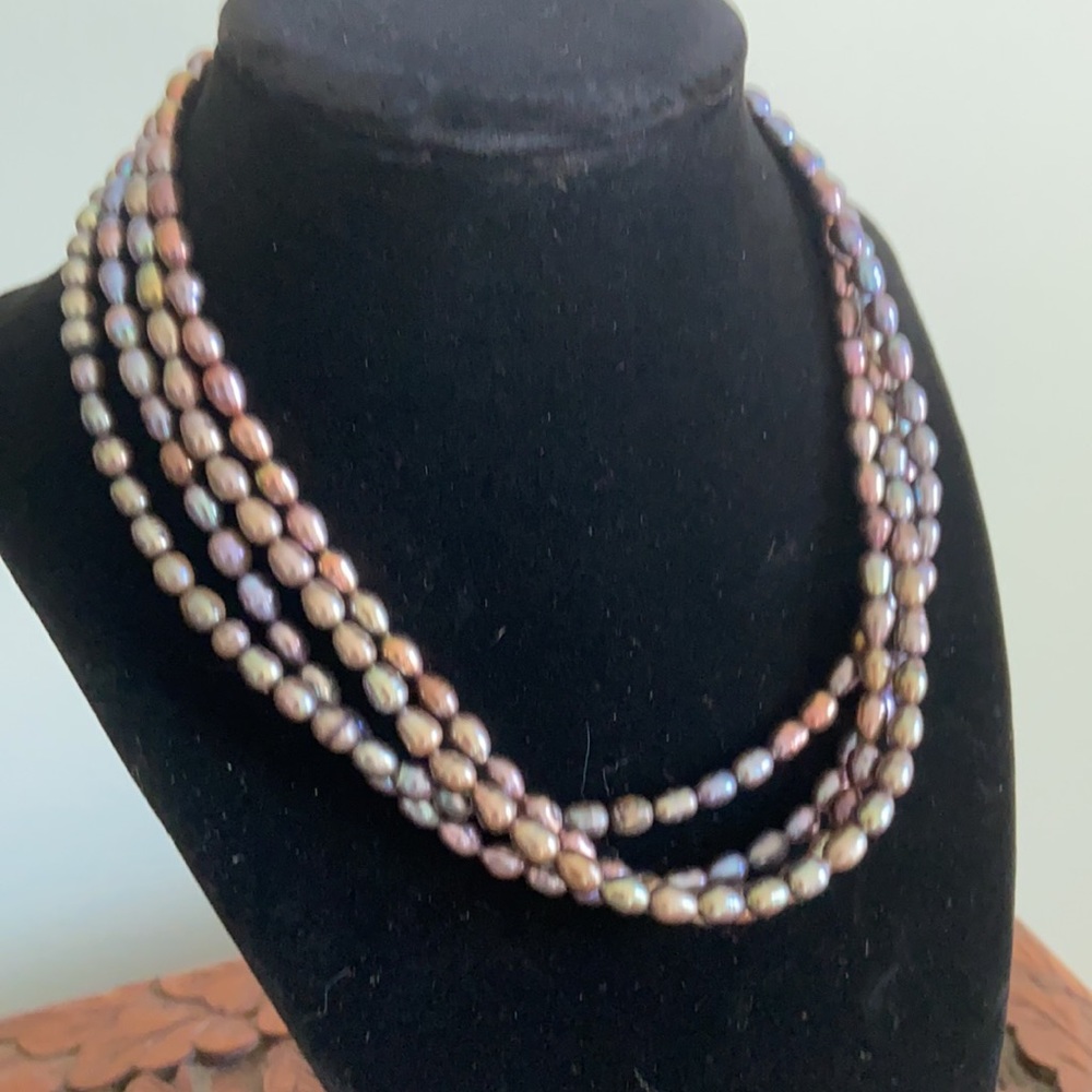 Purple MultiColor Beaded Vintage 4 Strand Necklace - Picture 3 of 5